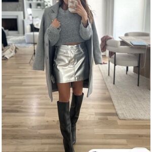 Forever 21 Faux Leather Silver Mini Skirt